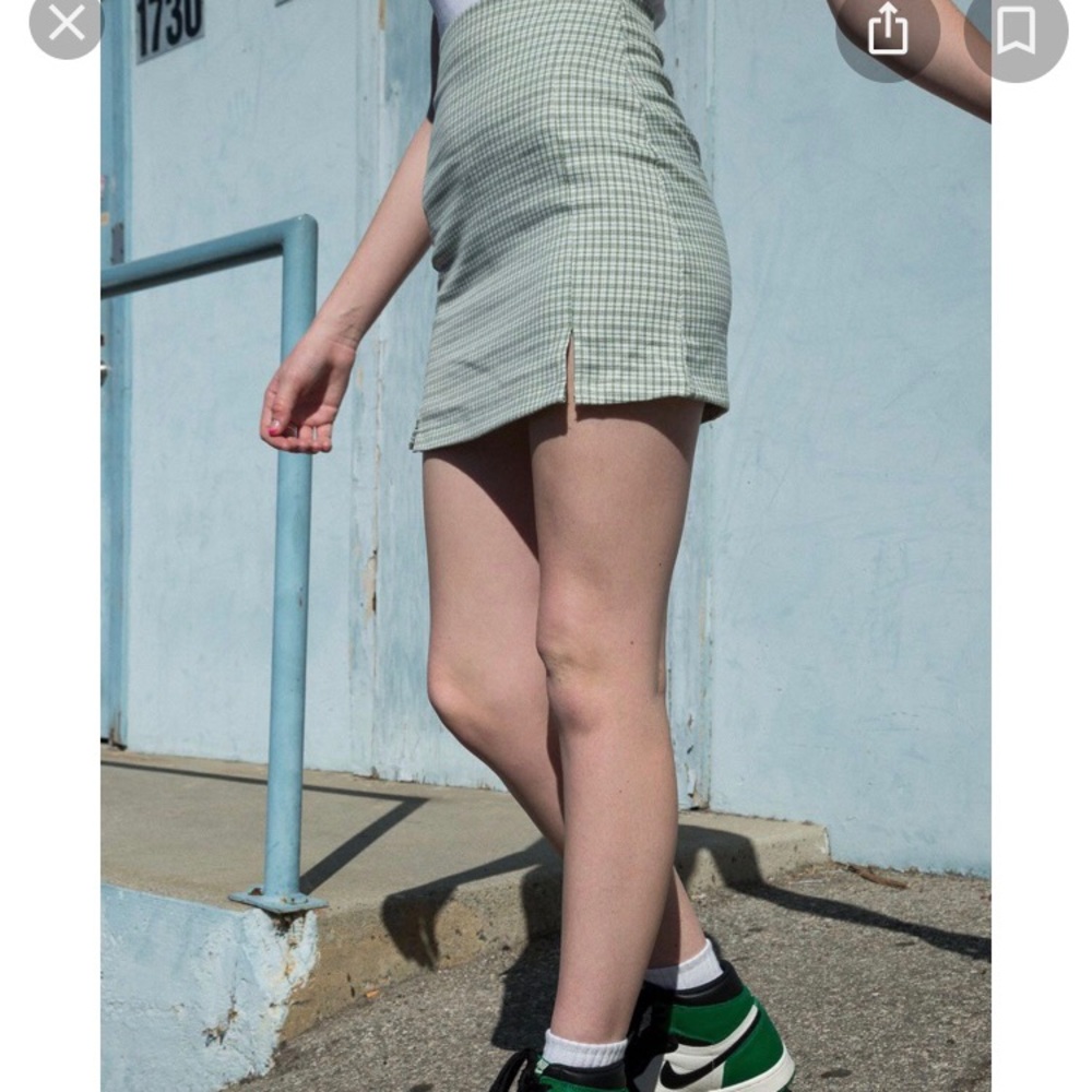 Green Plaid Brandy Melville Cara Skirt